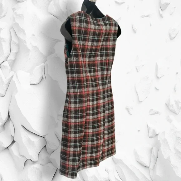 Boden British Tweed by Moon Plaid Dress Size US 6R UK 10R Brown Pink - Picture 13 of 16